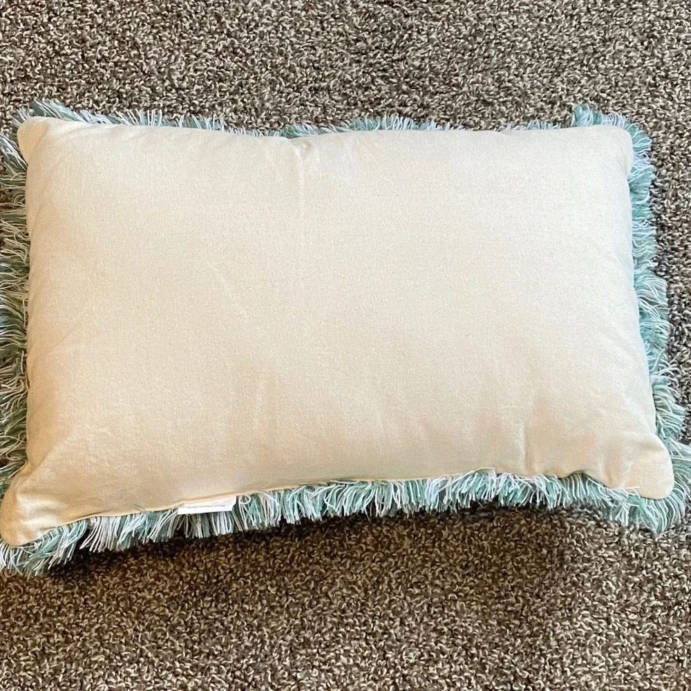 Christmas Dachshund Lumbar Pillow Embroidered Beaded Dog Winter Fringe